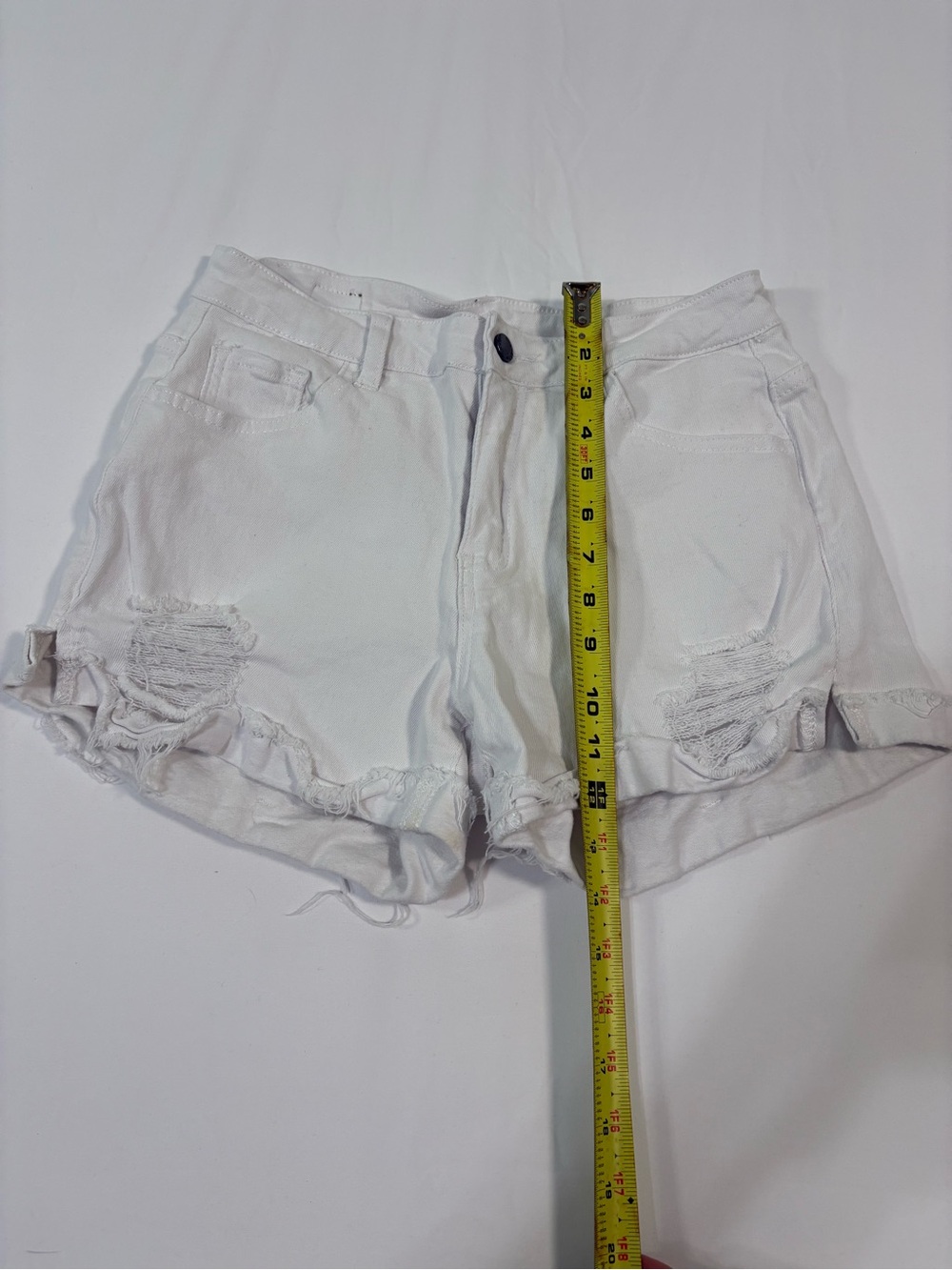 Sz Lg Distressed White Denim Cutoff Shorts - Casual Summer Style